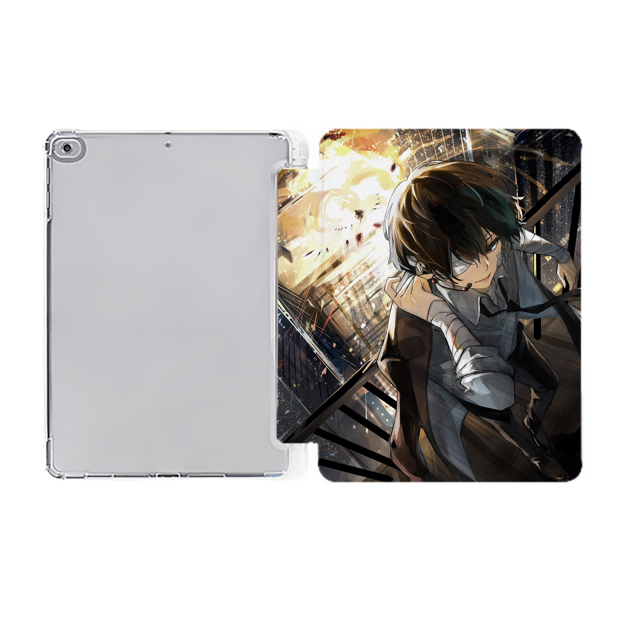 （画像用） 文豪ストレイドッグス Bungo Stray Dogs IPad ケース ペン収納付き 三つ折りスタンド PUレザー×シリコン 対応機種9.5/10.5/10.9インチ